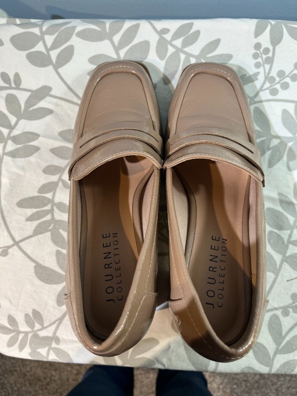 Loafer Heeled - Taupe Patent - Womens 9.5 Block Heel Preppy office wear - Picture 9 of 10